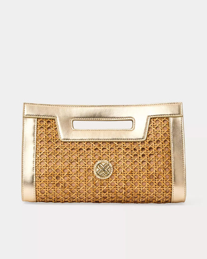 Geflochtene Handclutch mit Metallverkleidung und Magnetverschluss