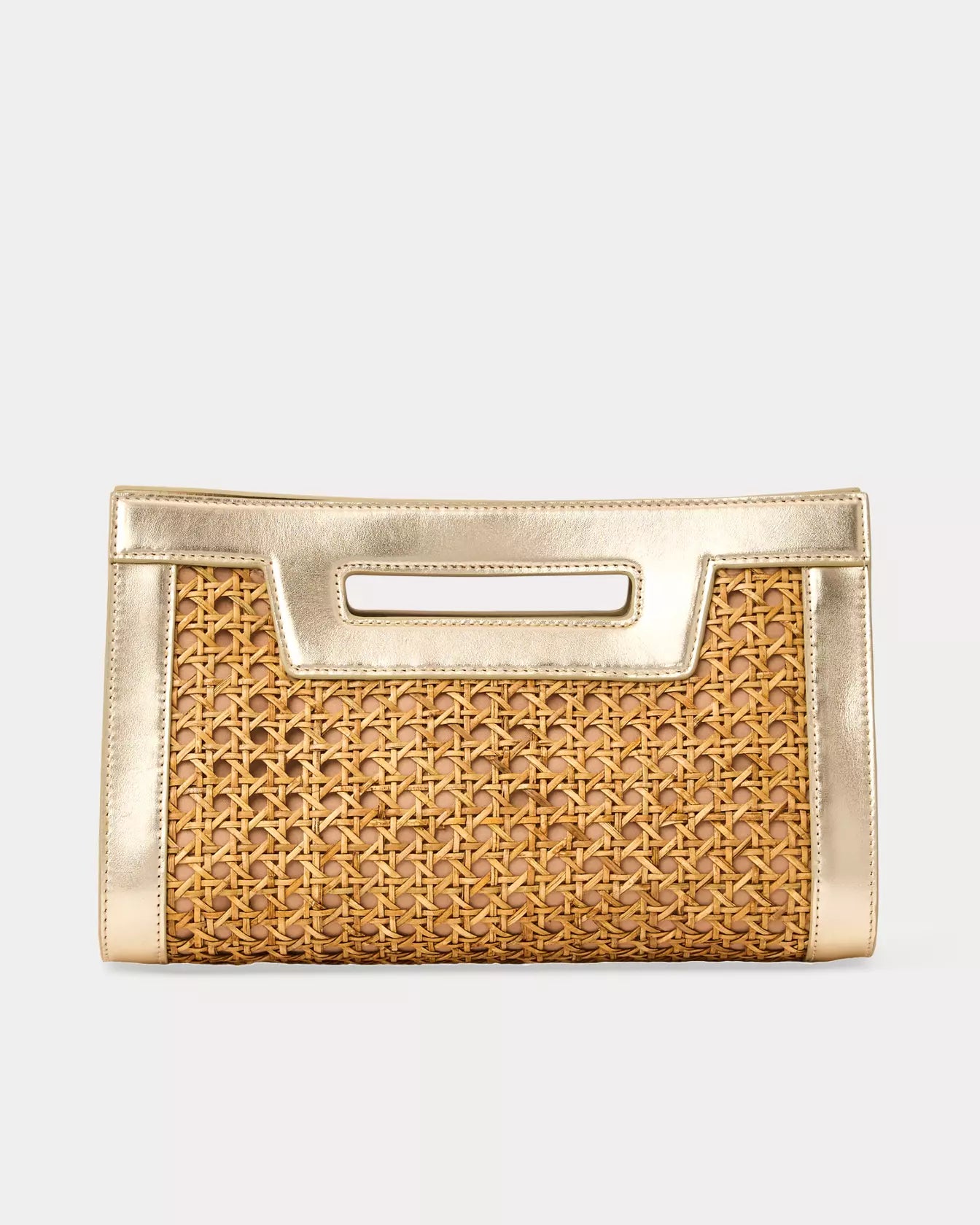 Geflochtene Handclutch mit Metallverkleidung und Magnetverschluss