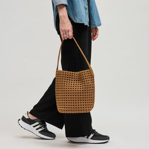 Geflochtene Eimer-Schultertasche mit abnehmbarem Beutel