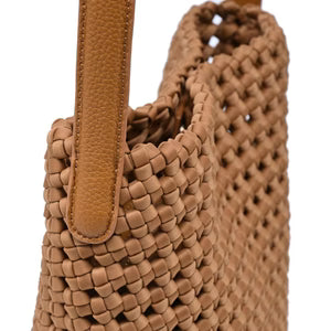 Geflochtene Eimer-Schultertasche mit abnehmbarem Beutel